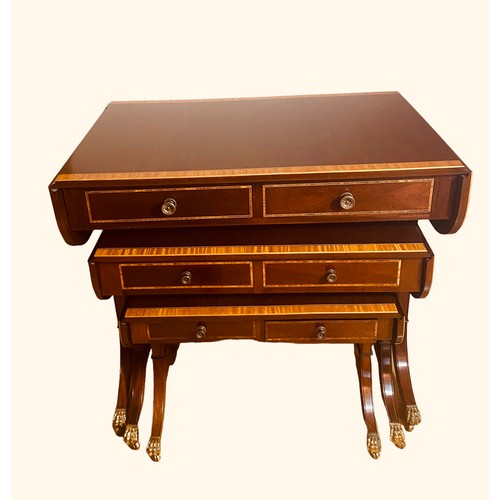 161 - Rare Nest of 3 Inlaid Mah Sofa Tables