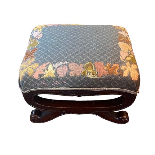 173 - William IV Mah Needlepoint Upholstered Stool 
60cm W 47cm D 40cm H