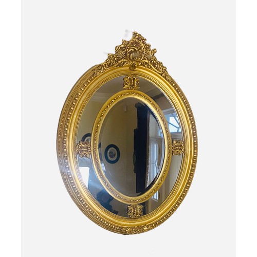 203 - Vict Style Oval Carved Gilt Console Mirror 
107cm W x 137cm