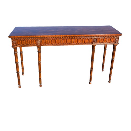 202 - Gothic Style Inlaid Mah 6 Leg Slimline Console Table 
163cm W 45cm D 93cm H