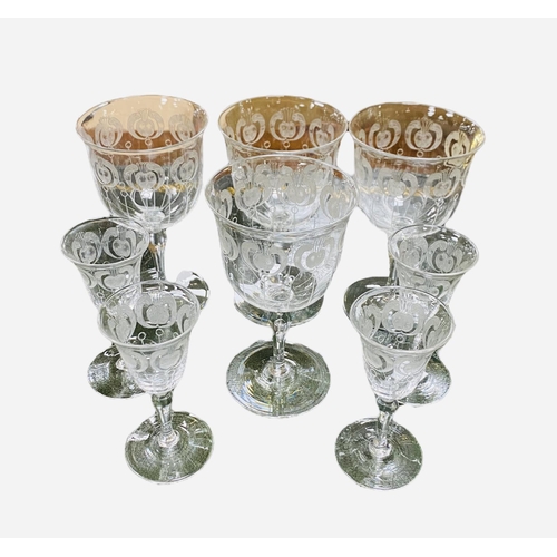 298 - Set of 4 Art Nouveau Wine Glasses Plus A Set of 4 Art Nouveau Sherry Glasses