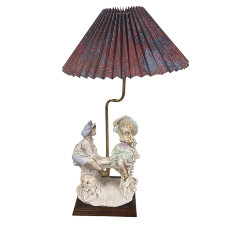 38 - Twin Figurine Lamp & Shade