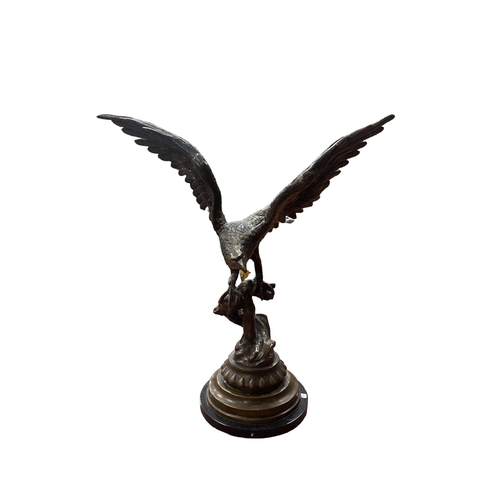 398 - Large Bronze  Eagle on Marble Base 
82cm W x 87cm H