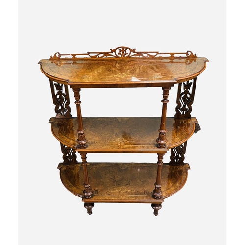 421 - 19C Inlaid Burr Walnut 3 Tier Dumb Waiter / What Not
98cm W 37cm D 102cm H