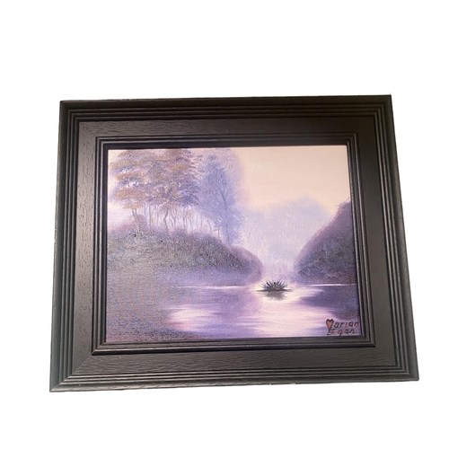 49 - Oil on Canvas 'Purple Landscape' by Marian Egan 
Including Frame 39cm x 34cm