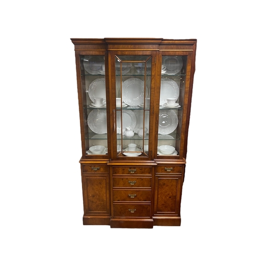 14 - Lovely Quality Burr Elm Breakfront Display Cabinet
108cm W 35cm D 189cm H