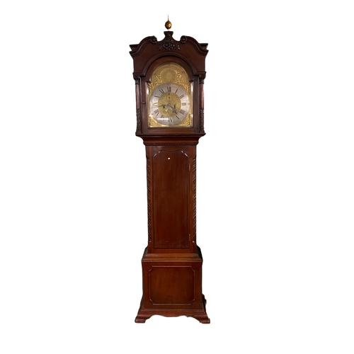 23 - Exceptional Quality Late Vict Mahogany Brass & Chrome Dial Grandfather Clock 
61cm W 33cm D 230cm H