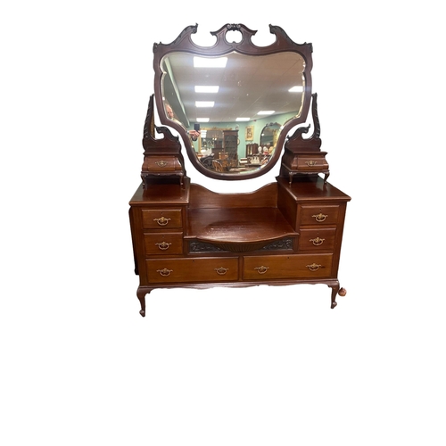 31 - Very Clean Late Vict Mahogany Bow Front Dressing Table 
132cm W 66cm D 1810cm H