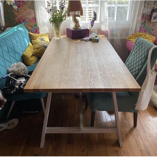 35 - Oak & Hand Painted Refectory Style Extendable Kitchen Table 
95cm W x 280 cm Fully Extended