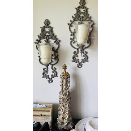 39 - Pair of Metal Candle Wall Sconces