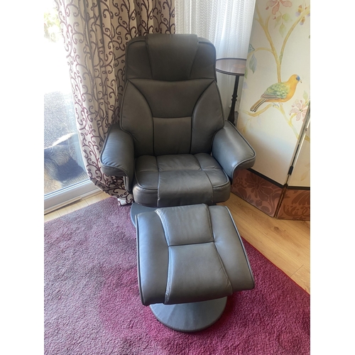 51C - Leather Swivel Armchair with Stool