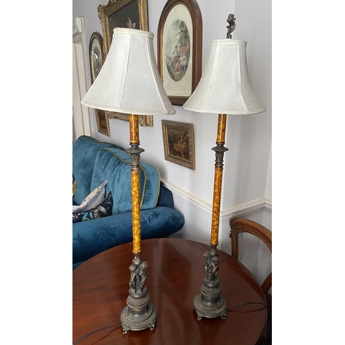 59 - Pair of Tall Slimline Table Lamps & Shades 
99cm H