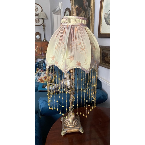 60 - Gilt Cockatoo Lamp with Vintage Beaded Shade
90cm H