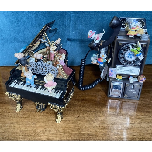 64 - 2 Enesco Ornaments in the form of Grand Piano & Telephone