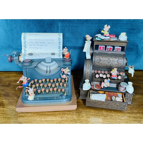 65 - 2 Enesco Ornaments in the Figure of a Cash Register & Typewriter