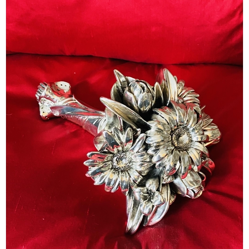 71 - Silver Plated Bouquet of Flowers