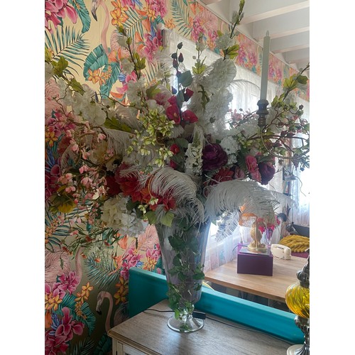 34A - A Very Large Selection Of Silk Flowers And Vase