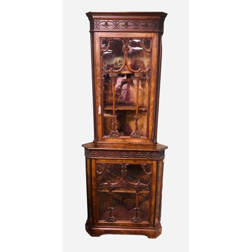 38 - Stunning Quality Early Vict Burr Walnut Corner Display Cabinet
77cm W 53cm D 197cm H