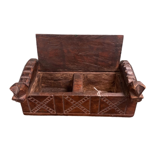 59 - Carved Period Wooden Box 
34cm W 18cm D 14cm H