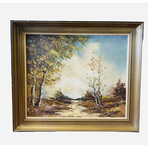 140 - God Quality  Heavy Canvas Oil Painting in Gilt Frame 
'Wood Scene '
73cm X 62cm  including Frame