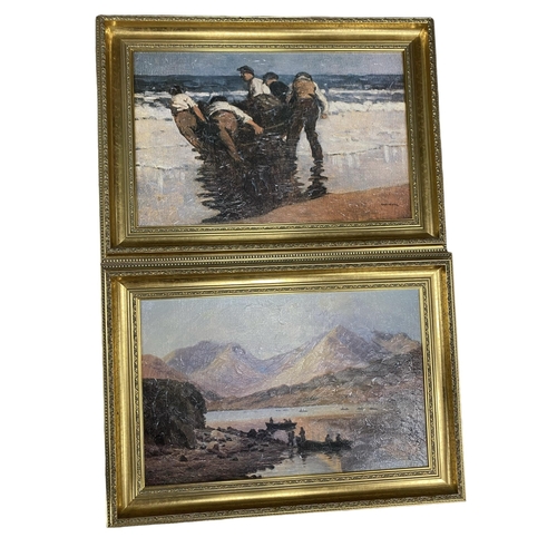 141 - Pair of Gilt Framed Oilograms 
Including Frame 78cm x 55cm