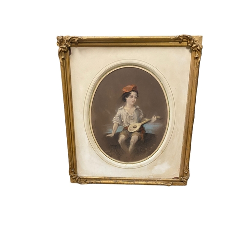 142 - Gilt Framed 19C Portrait of a Boy Signed 
Including frame 59cm X 50cm