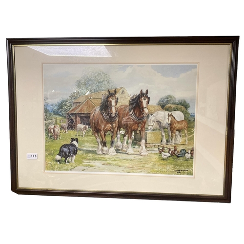 115 - Farmyard Scene Print 
Including Frame 77cm x 56cm