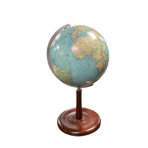 43 - World Globe on Mahogany  Base 
31cm Diam x 60cm H