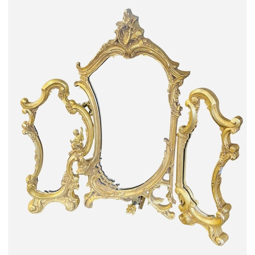 491 - Beautiful Gilt 3 Sectional Vanity Mirror 
62cm W 63cm D