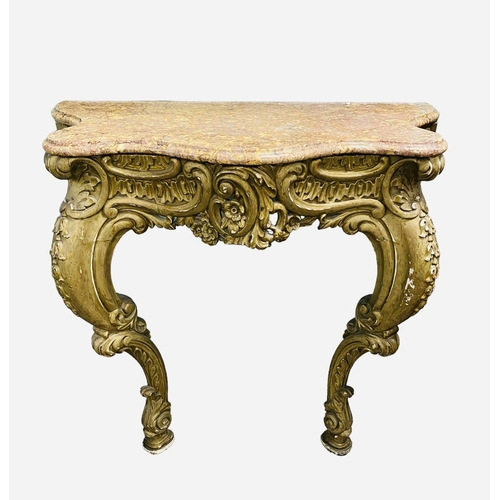 89 - 19C Gilt Marble Top Serpentine Console Table 
95cm W 52cm D 91cm H