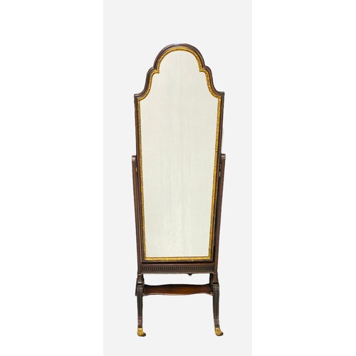 38 - Elegant Mahogany & Gilt Slimline Cheval Mirror
54cm W 54cm D 162cm H