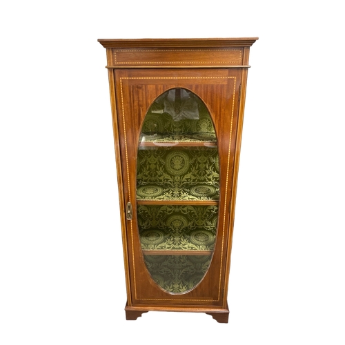 100 - Inlaid Mahogany  Single Door Display Cabinet
68cm W 37cm D 162cm H