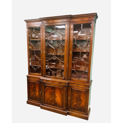 38 - Quality Mahogany  Breakfront 3 Door Bookcase 
158cm W 40cm D 206cm H