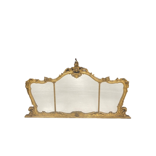 424 - Gilt 3 Sectional Overmantle Mirror 
173cm W x 93cm