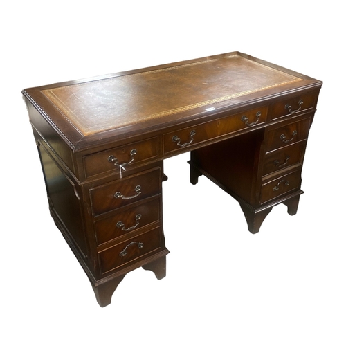 434 - Mahogany Leather Top Twin Pedestal Desk
120cm W 63cm D 78cm H