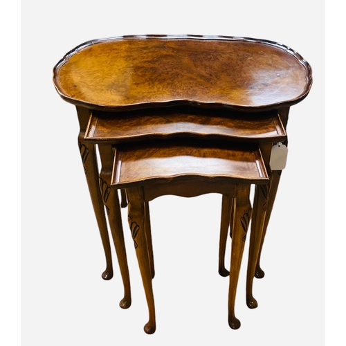 78 - Stylish Set of Burr Walnut Nest of Tables