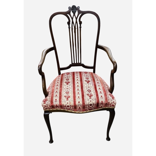 240 - Late Vict Mahogany Upholstered Armchair 
58cm W 58cm D 85cm H