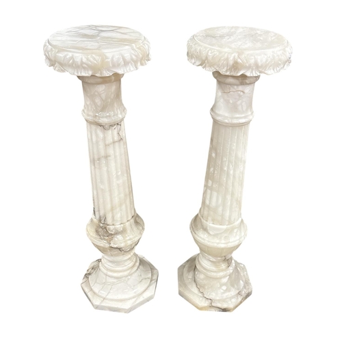 245 - Pair of Alabaster Plant Stands
26cm Diam 80cm H