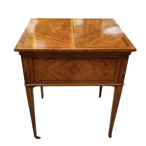249 - Rare Quality Late Vict Inlaid Satinwood Rise & Fall Drinks Cabinet 
64cm W 59cm D 75cm H