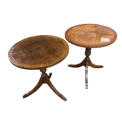 251 - Quality Pair of Burr Walnut Wine Table on Tripod Base 
51cm Diam 53cm H