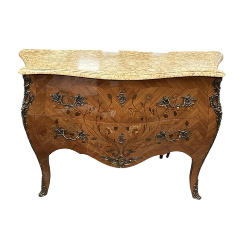 265 - Most Impressive French Marble Top Bombe Commode 
134cm W 53cm D 84cm H