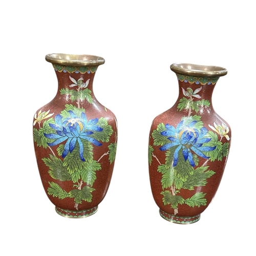 281 - Pair of Cloisonne Vases & Stands 
24cm H