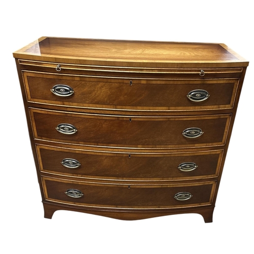 287 - Very Clean Bevan Funnell Mahogany Bow Front Chest of Drawers with Brush Slide 
92cm W 47cm D 86cm H