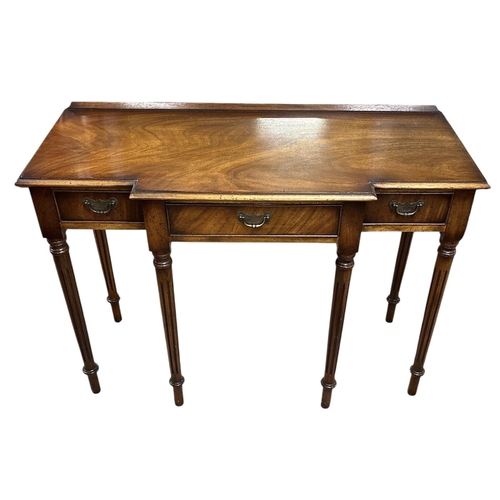 288 - Bevan Funnell Breakfront Mahogany 6 Leg 3 Drawer Console Table 
106cm W 46cm D 79cm H