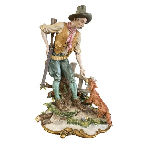 30 - Beautiful Capo Di Monte Style Figure of Hunting Man & Dog