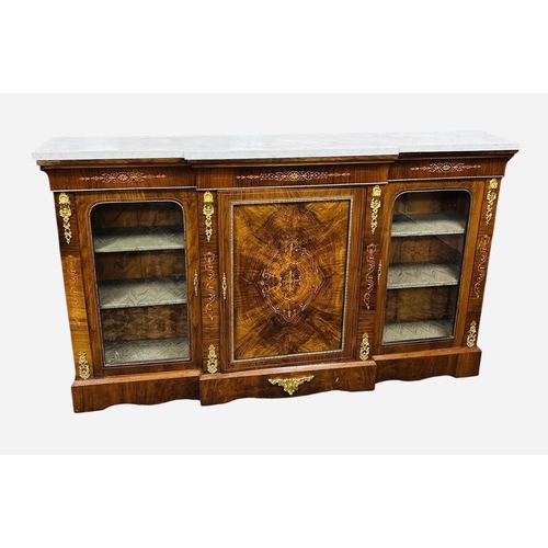60 - Exceptional Quality 19C Inlaid Walnut Marble Top Credenza 
181cm W 36cm D 108cm H
