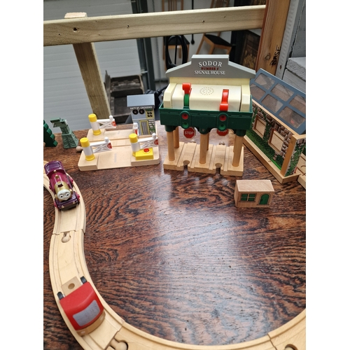 206 - Wooden train set with many extras