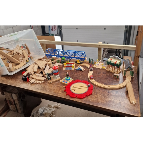 206 - Wooden train set with many extras