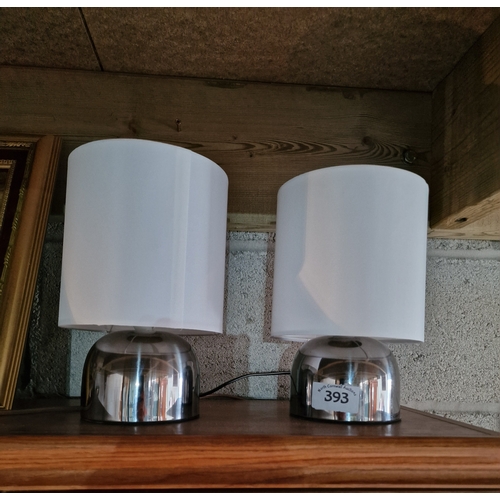 393 - Pair of chrome touch bedside lamps