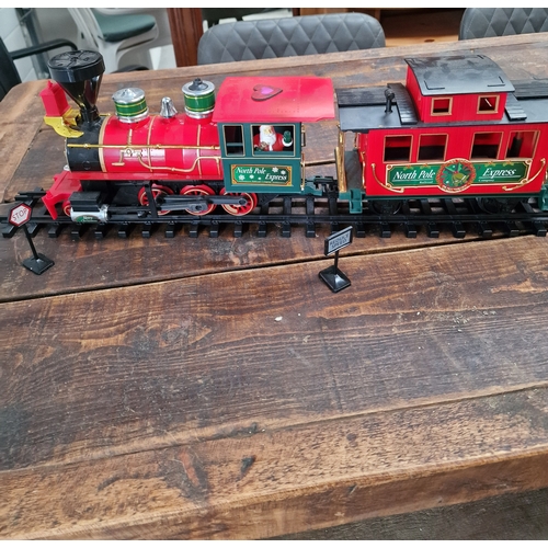 403 - Electric North Pole Express Christmas train set lots of track  engines and carriages